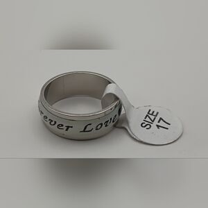 Women's Stainless Steel Black And White Forever Love Band Ring Size 17 U.S 8.5